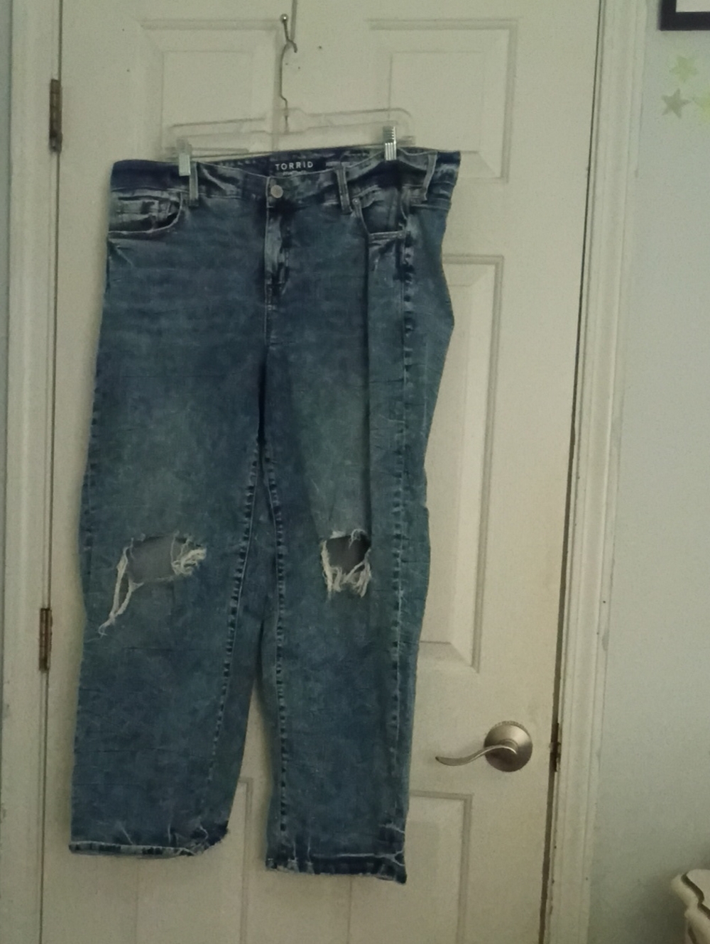 torrid Distressed Perfect Wide Leg Vintage Stretch Jeans in Light Wash Blue